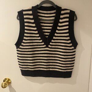 Meilleur Moment, Sweater Vest, Striped Grey & Off-White, Size M